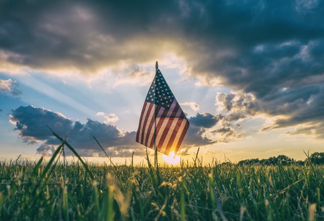 USA flag hoisted in the farm USA flag hoisted in the farm